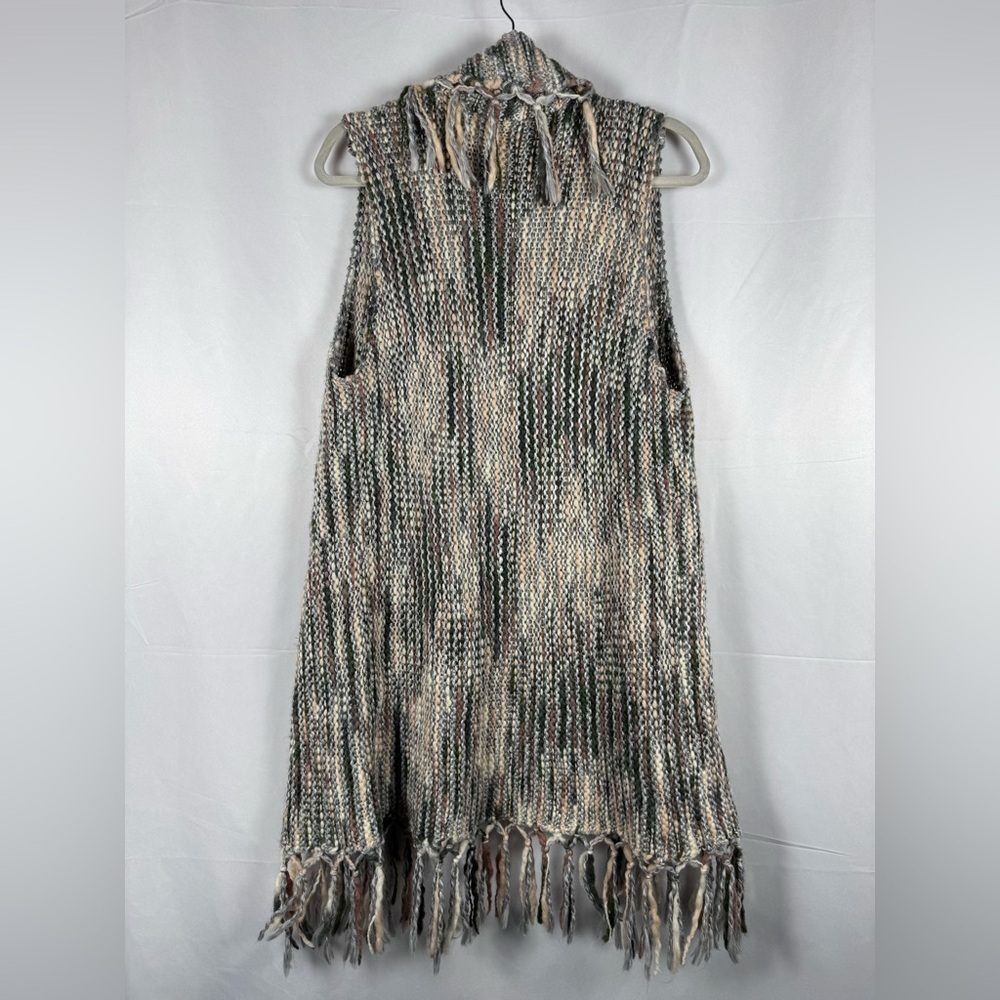 Chico's Nolan Wool‎ Blend Sweater Vest Fringe Western Boho Coastal Cowgirl Large - Picture 9 of 14